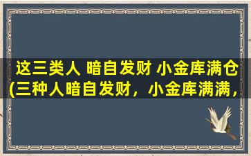 这三类人 暗自发财 小金库满仓(三种人暗自发财，小金库满满，如何辨识并成为其中之一？)